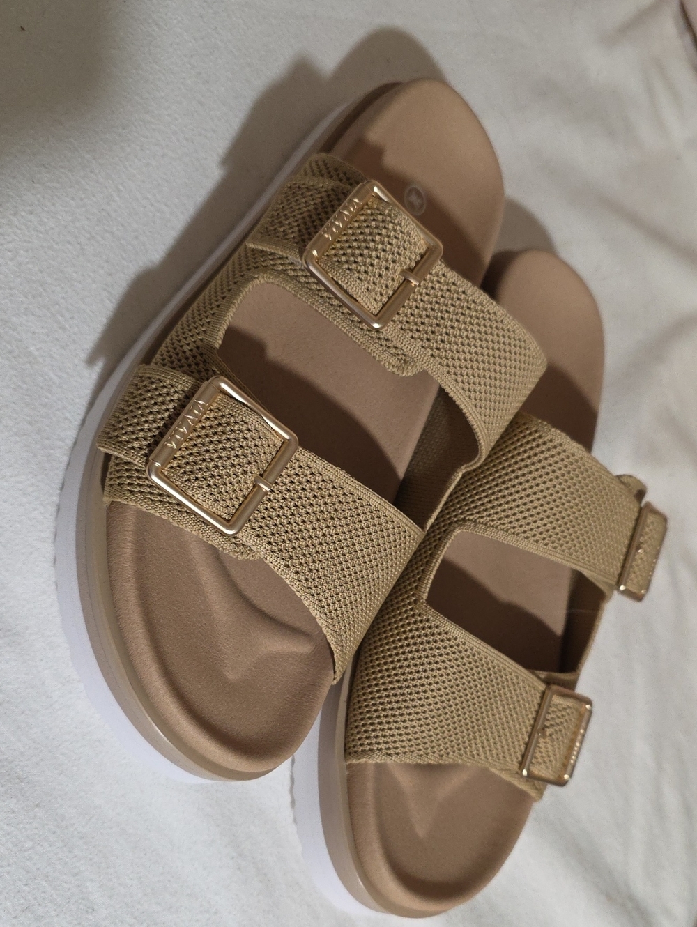 Women’s Tan Dual-Buckle Comfort Sandals